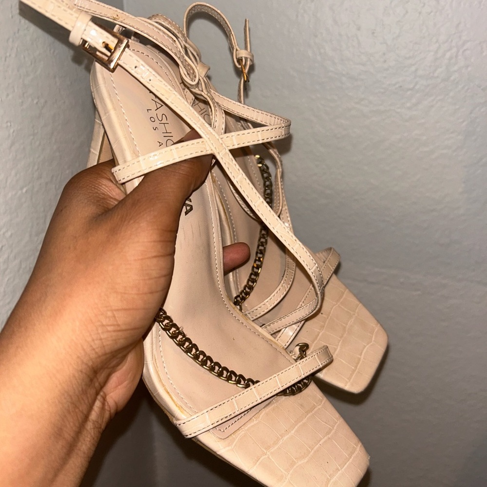 Nude heels with straps